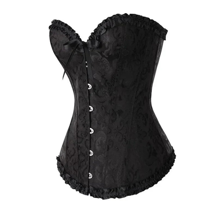 Verführerisches Damen-Korsett mit Spitze, schwarz, ideal als Dessous oder als Statement-Piece.