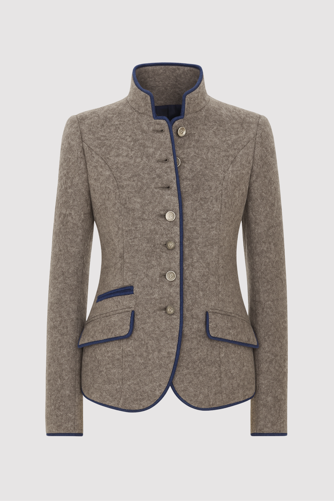 Damen Taillierter Blazer mit eleganter Kontrastpaspel, ideal für Büro & Freizeit.