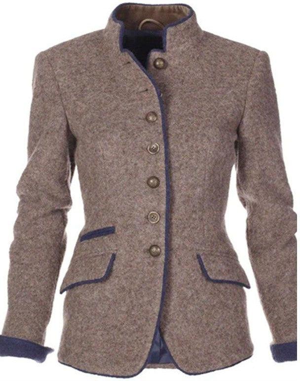 Moderner Damen Blazer, tailliert und figurbetonend, mit Kontrastpaspel für Büro & Freizeit-Chic.