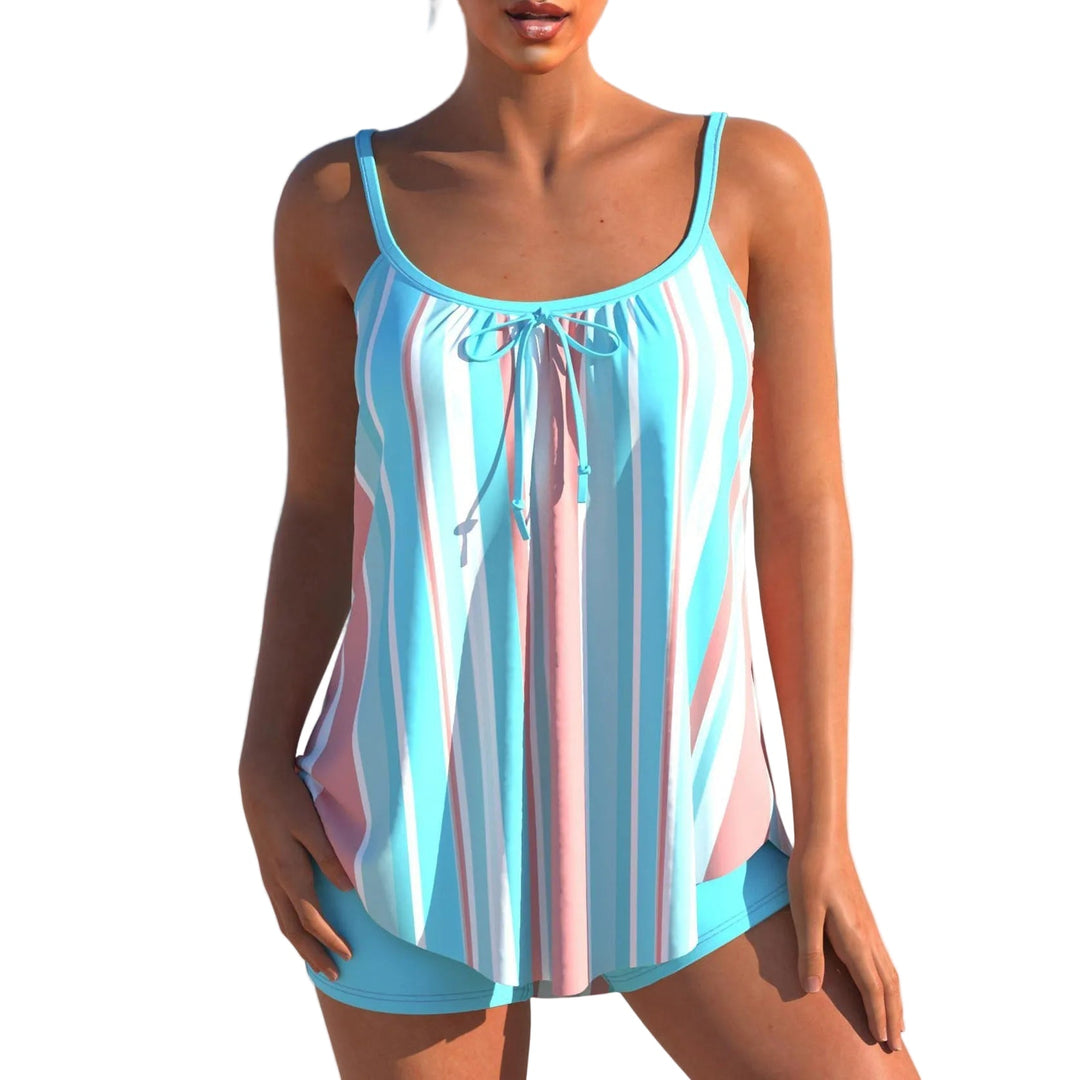Aktiver Damen Tankini zum Schwimmen. Komfortables zweiteiliges Set mit hochgeschnittener Hose.