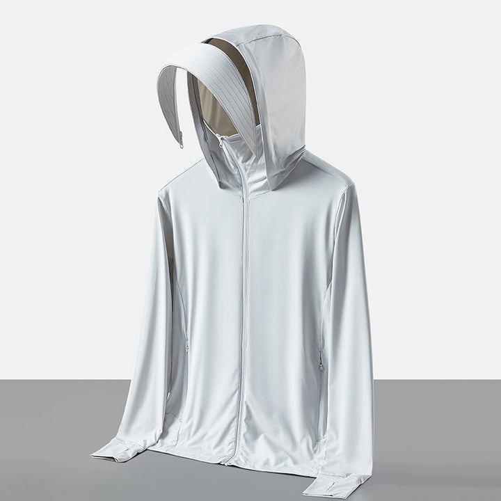 Leichte Damen Kapuzenjacke mit UV-Schutz, perfekt für Outdoor-Aktivitäten wie Wandern und Sport.