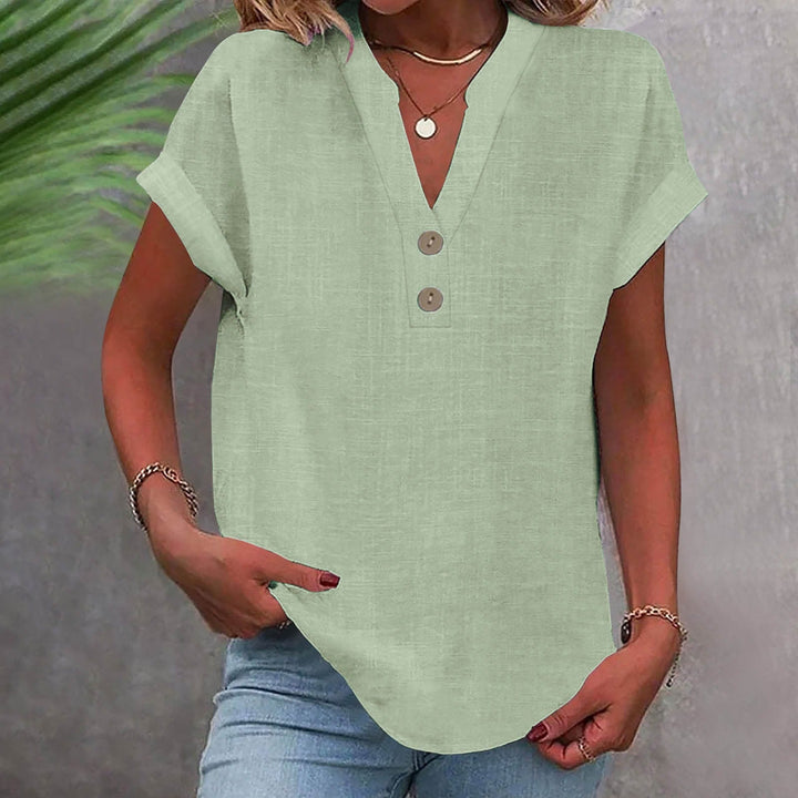 Damen Sommer Longshirt: V-Ausschnitt, weicher Stoff, luftig und bequem. Ideal für entspannte Tage.