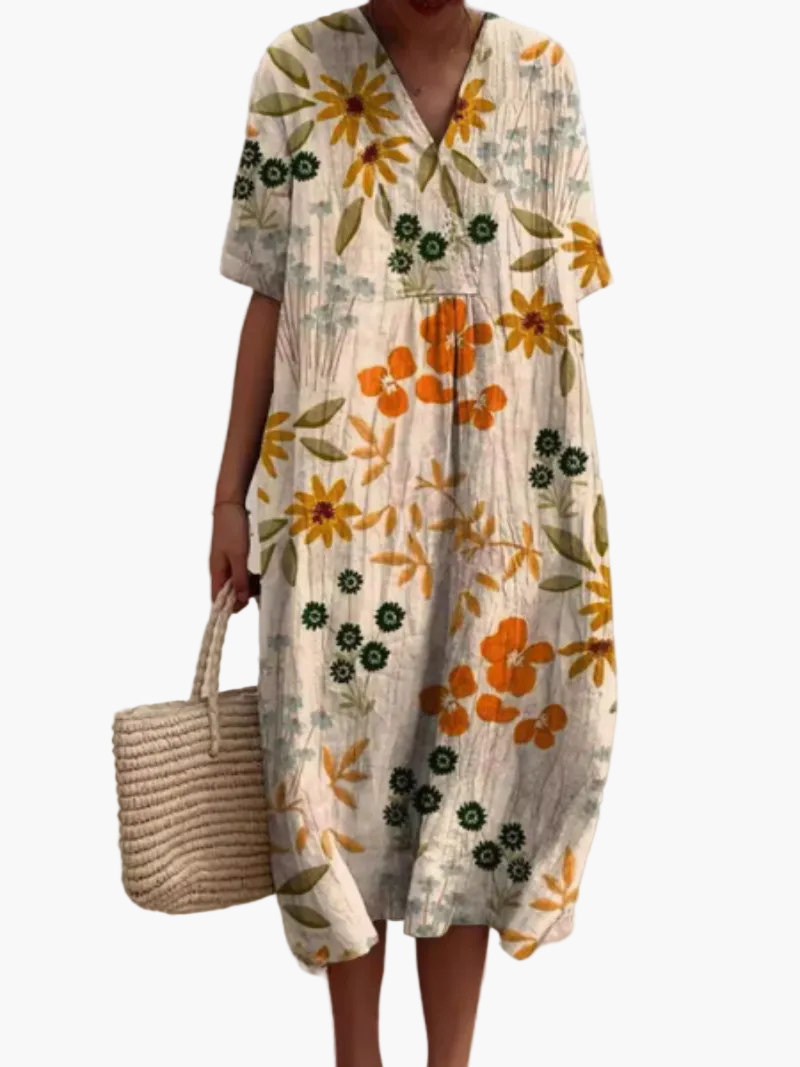 Modisches Blumenkleid für Frauen, knielang, im Vintage-Stil, bequem & sommerlich.