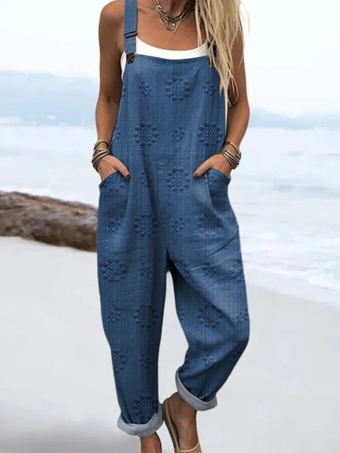 Modischer Damen Sommer Overall mit floralem Muster. Einzigartiger, lässiger Vintage-Jumpsuit für Frühling/Sommer.