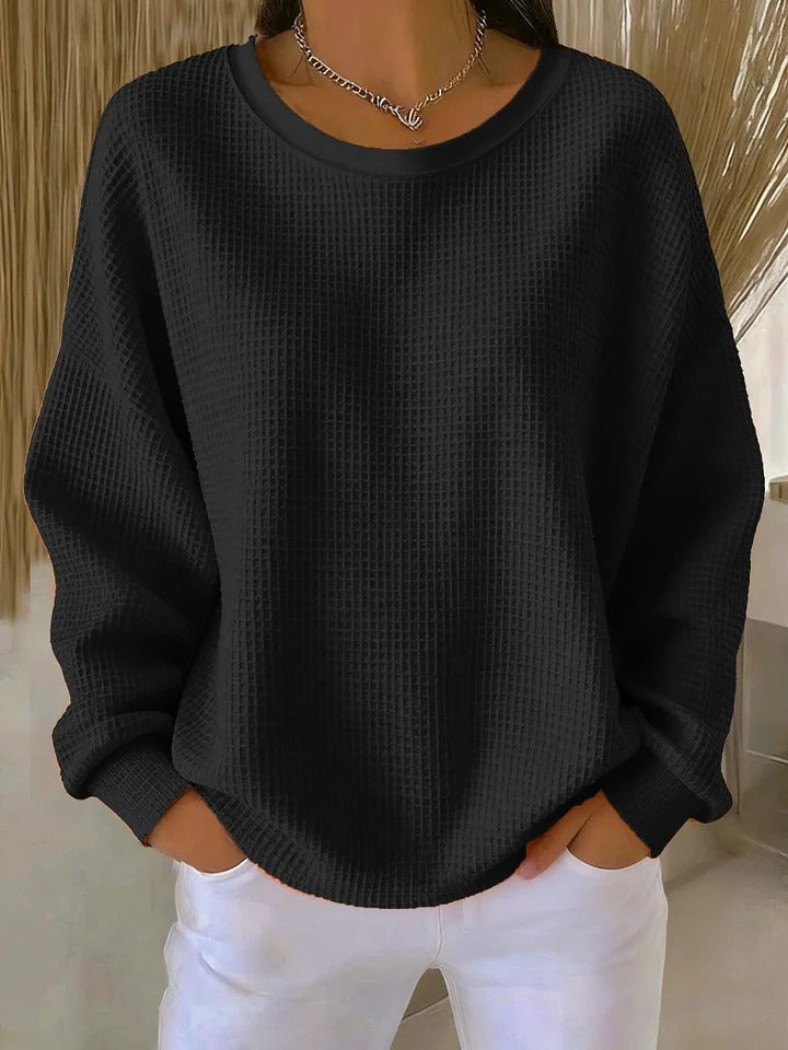 Vielseitiger Damen Waffelstrick Pullover, stilvoll & alltagstauglich für jede Frau.