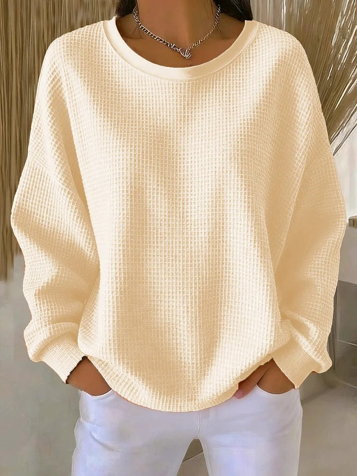 Stilvoller, warmer Damen Waffelstrick Langarmpullover, ein Must-have für Damenmode.