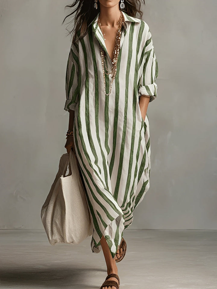 Langarm Hemdblusenkleid Greta für Damen, lässig und bequem. Ideal für Layering oder als elegantes Alltags-Outfit.