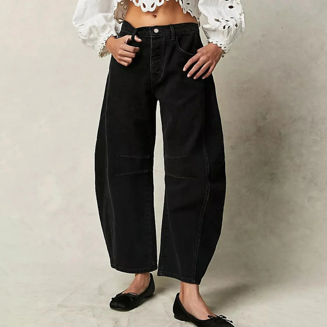 Damen Weite Jeans mit lockerer Passform, modische High-Waist-Jeans ideal für Komfort und Stil im Alltag und Freizeit.