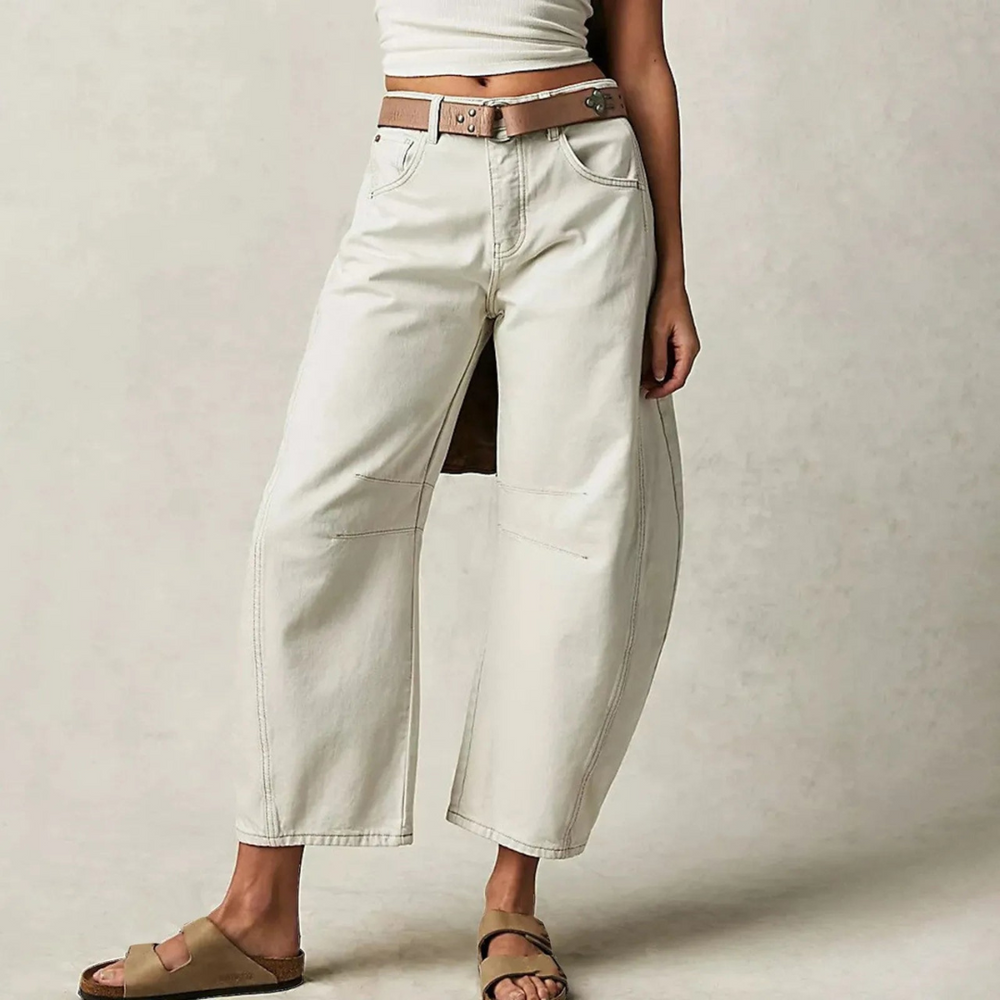 Bequeme Damen Weite Jeans in klassischem Denim-Look, High-Waist-Schnitt für eine modische und lockere Passform ganzjährig.