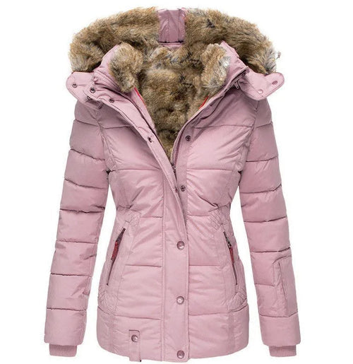 Dauerhaft wasserdichte Damen Winterjacke mit Kapuze, warm gefüttert; Kälteschutz für Outdoor-Abenteuer.