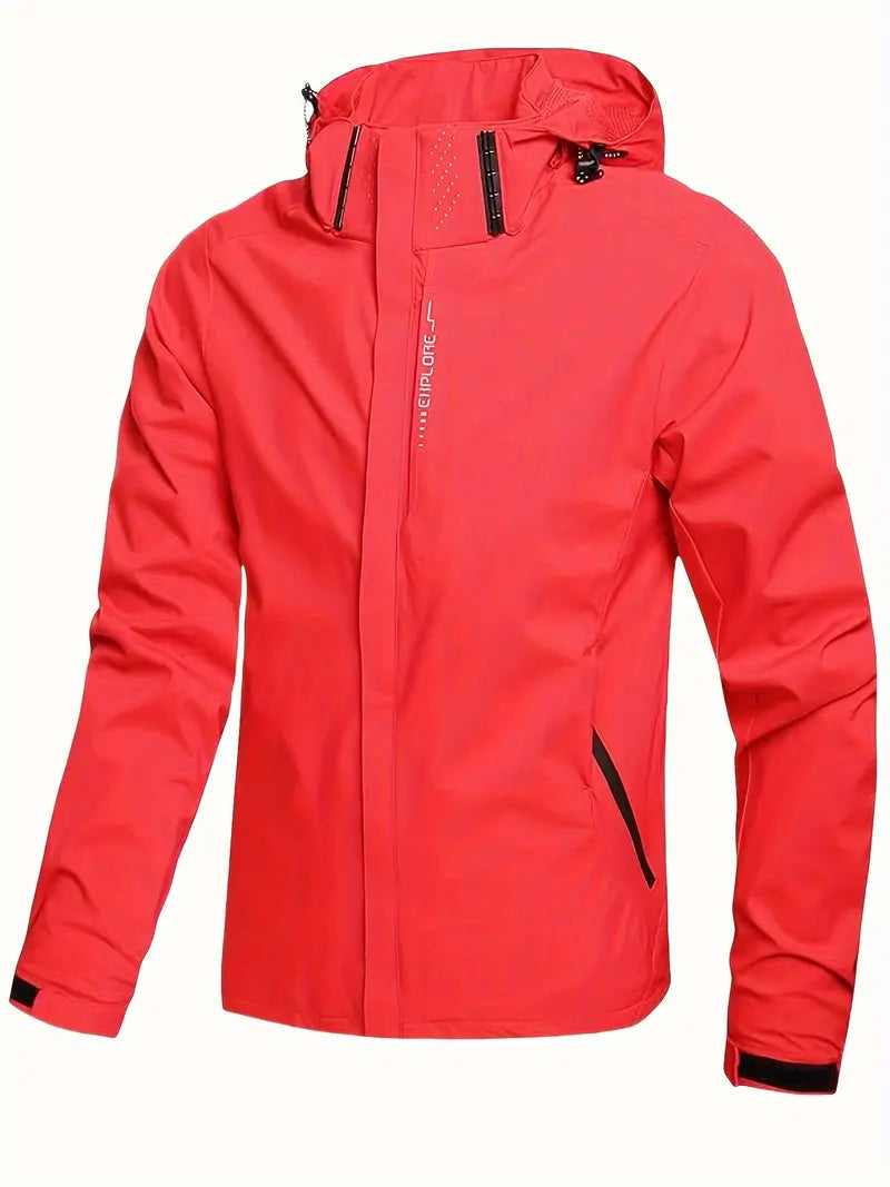 Leichte Herren Übergangsjacke, wasserdicht mit Kapuze, perfekt für Alltag & Reisen bei Regen.