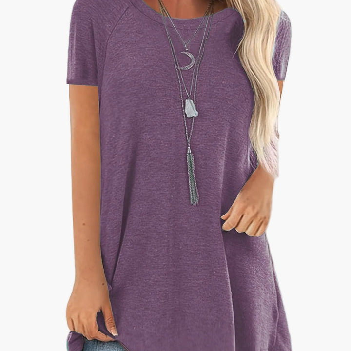 Damen Tunika T-Shirt mit lockerem Schnitt, Kurzarm für maximalen Komfort.