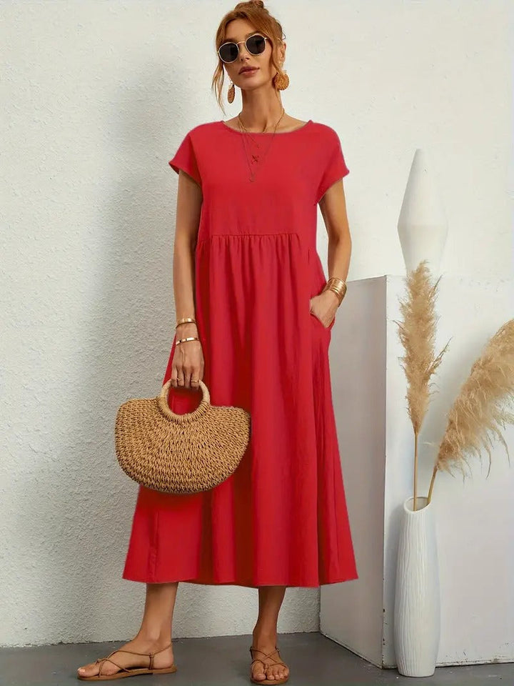 Trendiges Damen Freizeit-Midikleid, elegant, mit nützlichen Taschen.