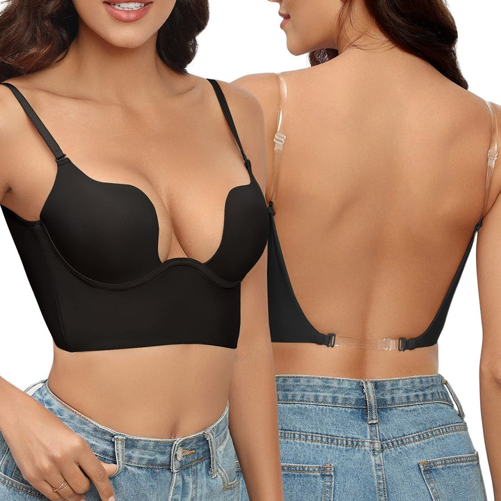 Eleganter Push-up BH für Damen, rückenfrei und nahtlos. Bietet unsichtbaren Halt für einen schönen Ausschnitt.