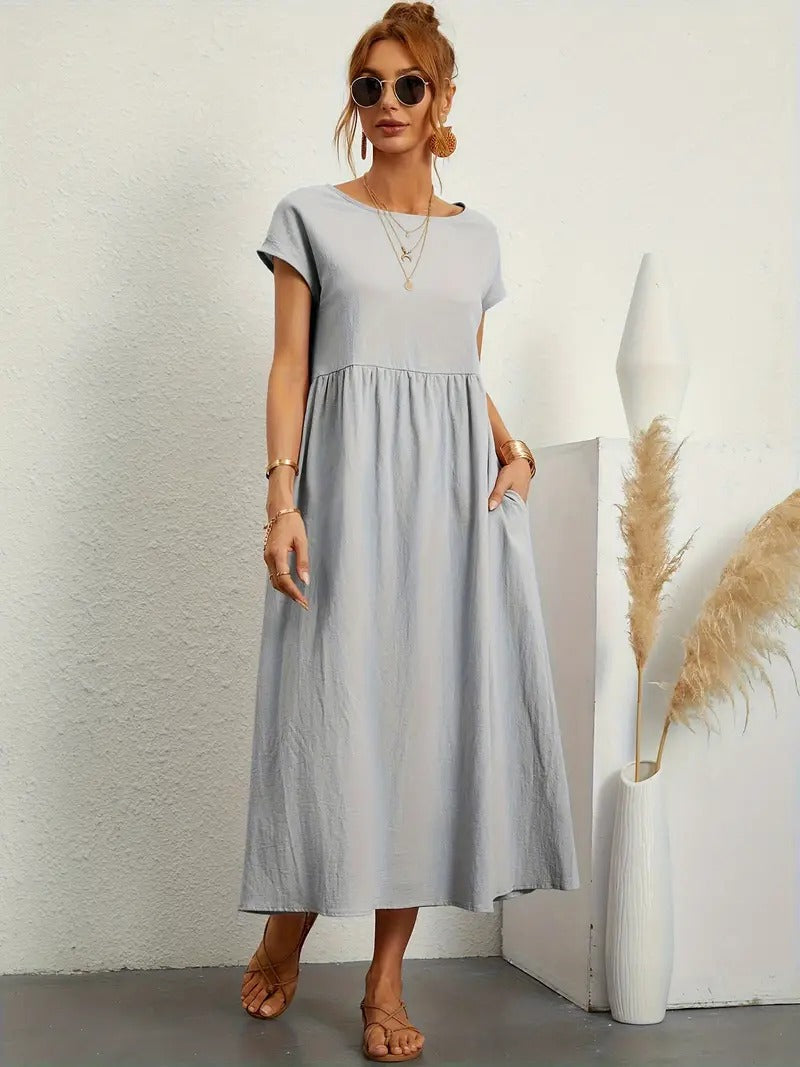 Damen Sommerkleid mit schicken Taschen, ideal für einen stilvollen Auftritt.