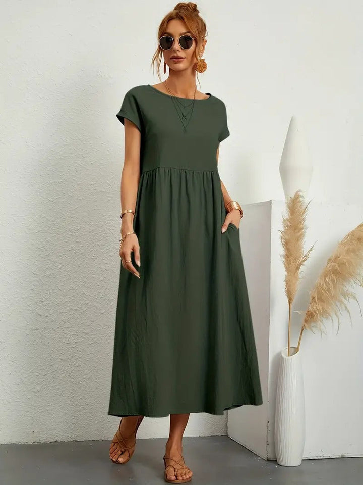 Elegantes Damen Frühlingskleid mit Taschen, bequem für jeden Tag.