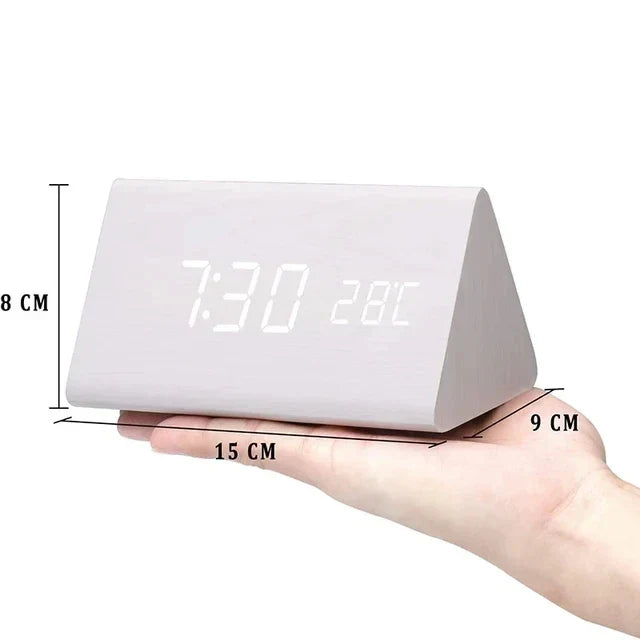 Modernes Geschenk: Smarte Holzuhr mit LED, Digitalanzeige, Sprachsteuerung, Temperaturanzeige für Schlafzimmer.