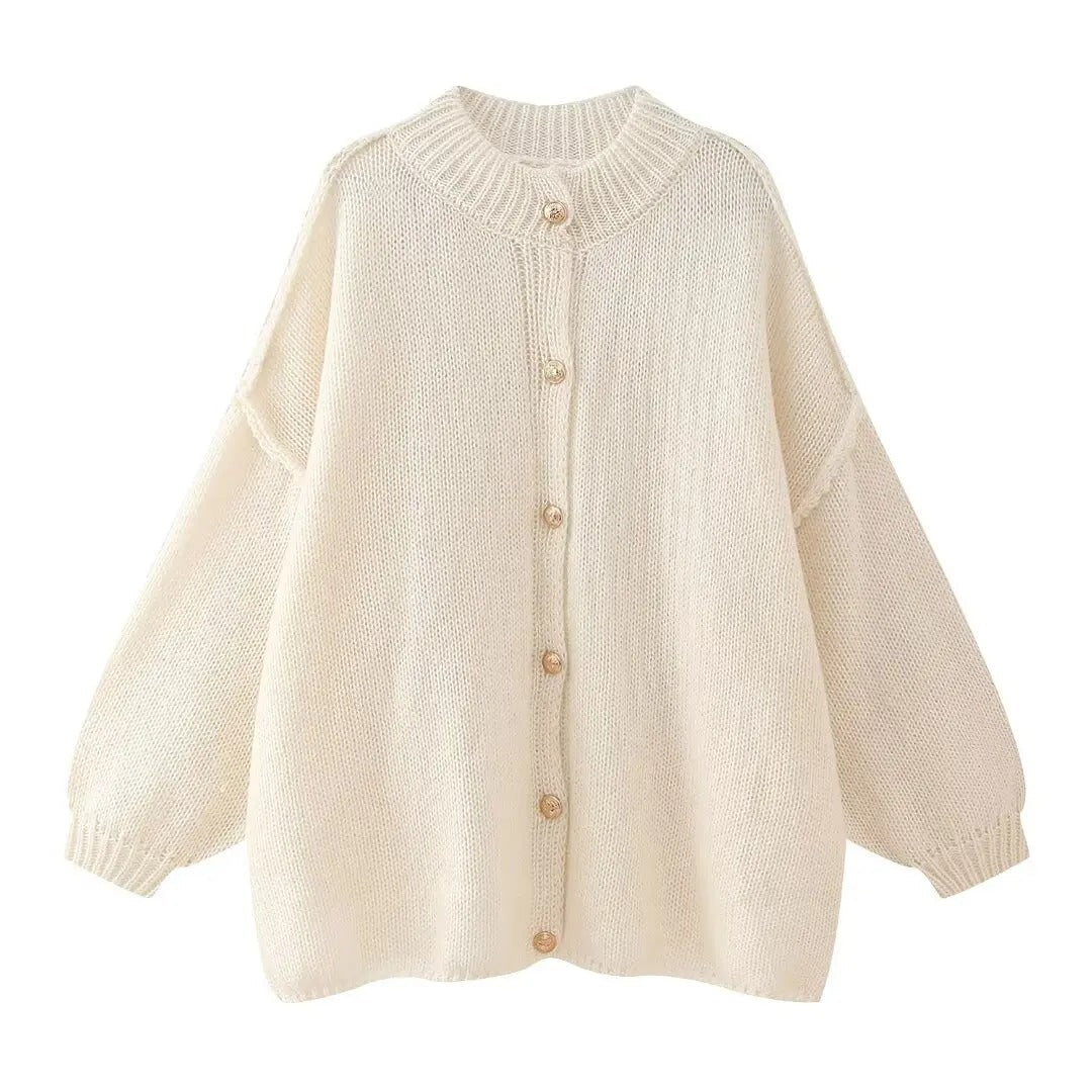 Damen Oversized Cardigan mit Knopfverschluss und weiten Ärmeln; modisch & gemütlich für Alltag & Freizeit.