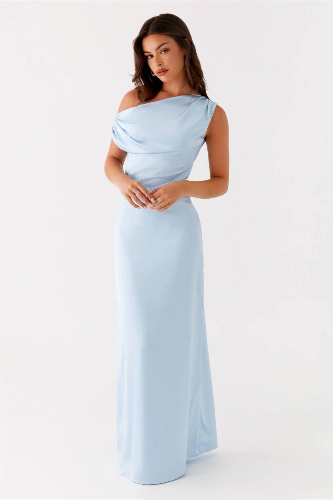Damen Maxikleid asymmetrisch, elegant, drapierter Rock, perfekt für festliche Anlässe.
