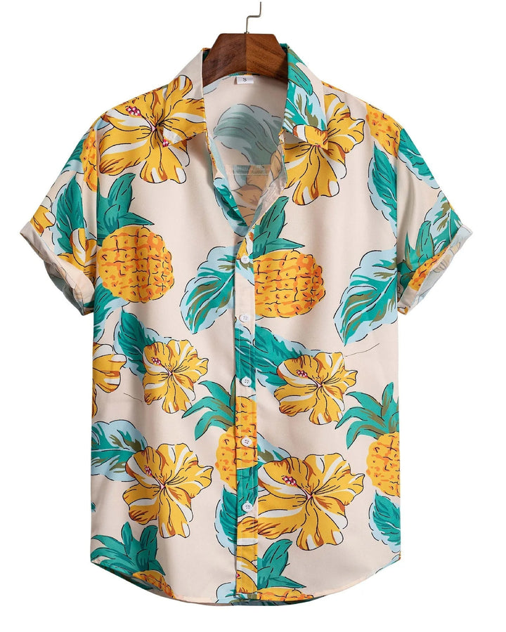 Cooles Herren Kurzarmshirt mit angesagtem Blumenmuster. Trendiger Sommerlook für Männer.