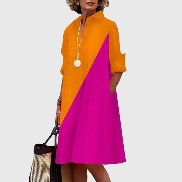 Frauenmode: Bequemes Sommerkleid mit lockerer Silhouette & praktischen Taschen. Vielseitig & elegant.