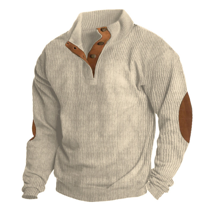 Herren Winterpullover mit Knopfleiste, gerippt. Warmer Strickpullover für Herbst & Winter, stilvoll & bequem.