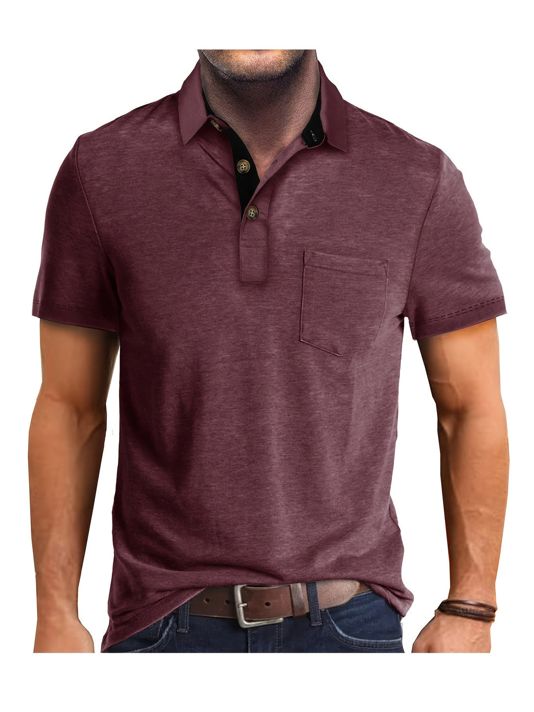 Klassisches Herren Poloshirt Kurzarm, vielseitig kombinierbar mit Brusttasche.