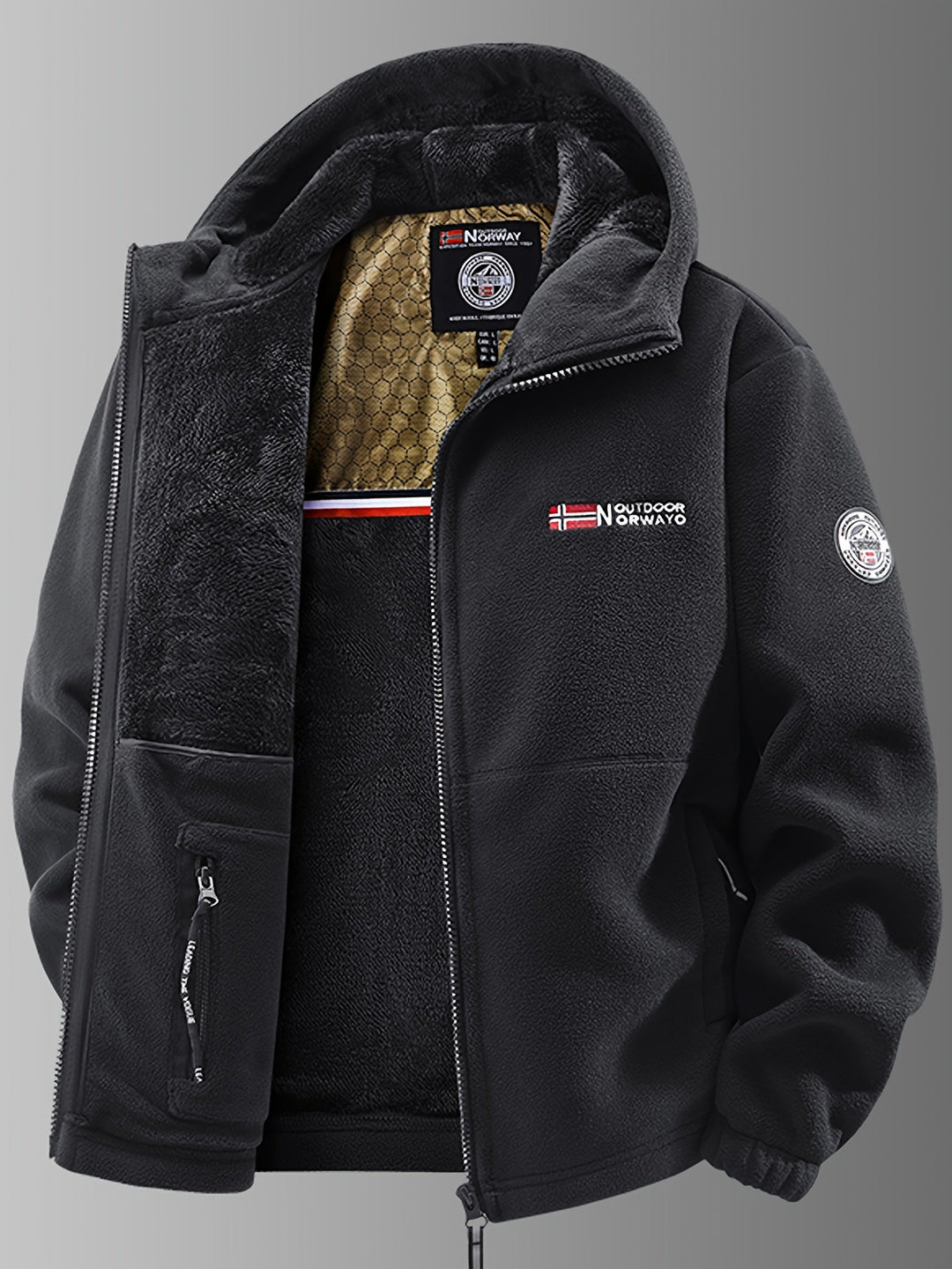 Innenfutter der warmen Herren Winterjacke. Komfortable Outdoor- & Reisejacke für windige und kalte Tage.