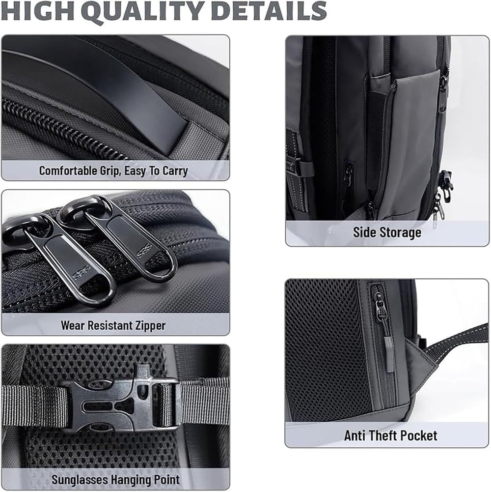 Diebstahlsicherer Unisex Reiserucksack, erweiterbar, mit Nassfach & Laptopfach. Perfekt als Handgepäck.