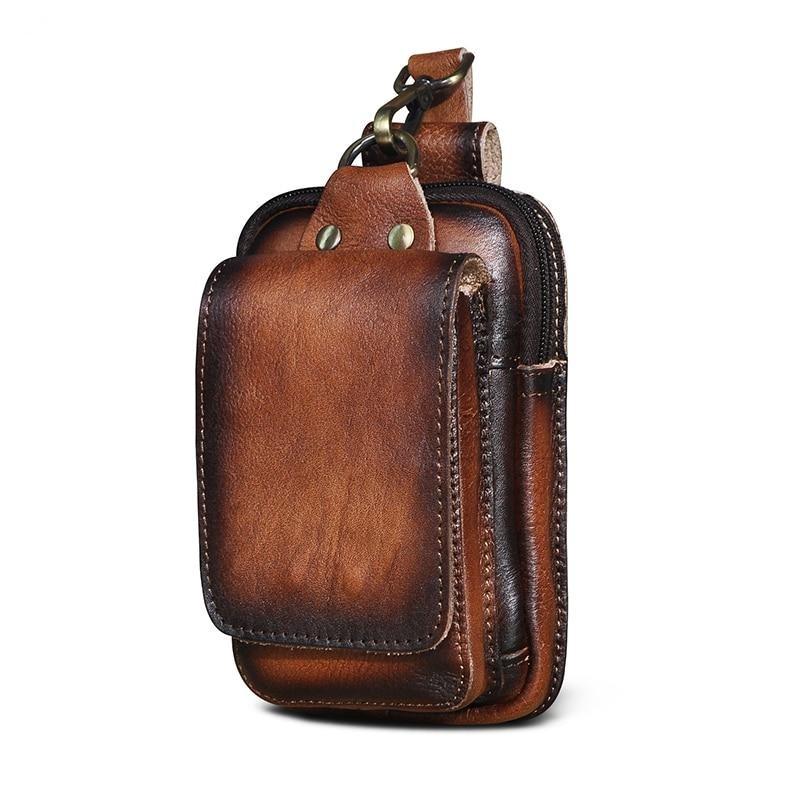 Vintage braune Herren Bauchtasche, robust & funktional, ideal für Outdoor und Unterwegs.