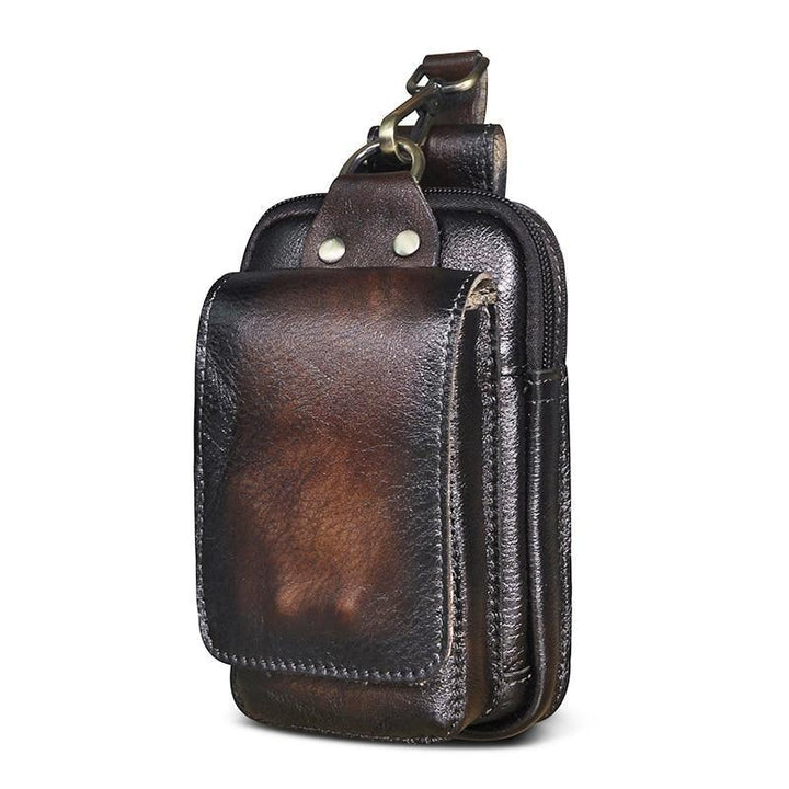 Trendige Herren Gürteltasche in Vintage Braun, stilvolles Accessoire, perfekt organisiert den Alltag.