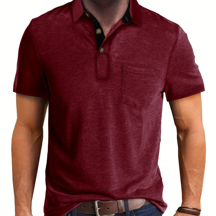 Herren Poloshirt mit Kontrastkragen, Brusttasche und stilvollem, vielseitigem Design.