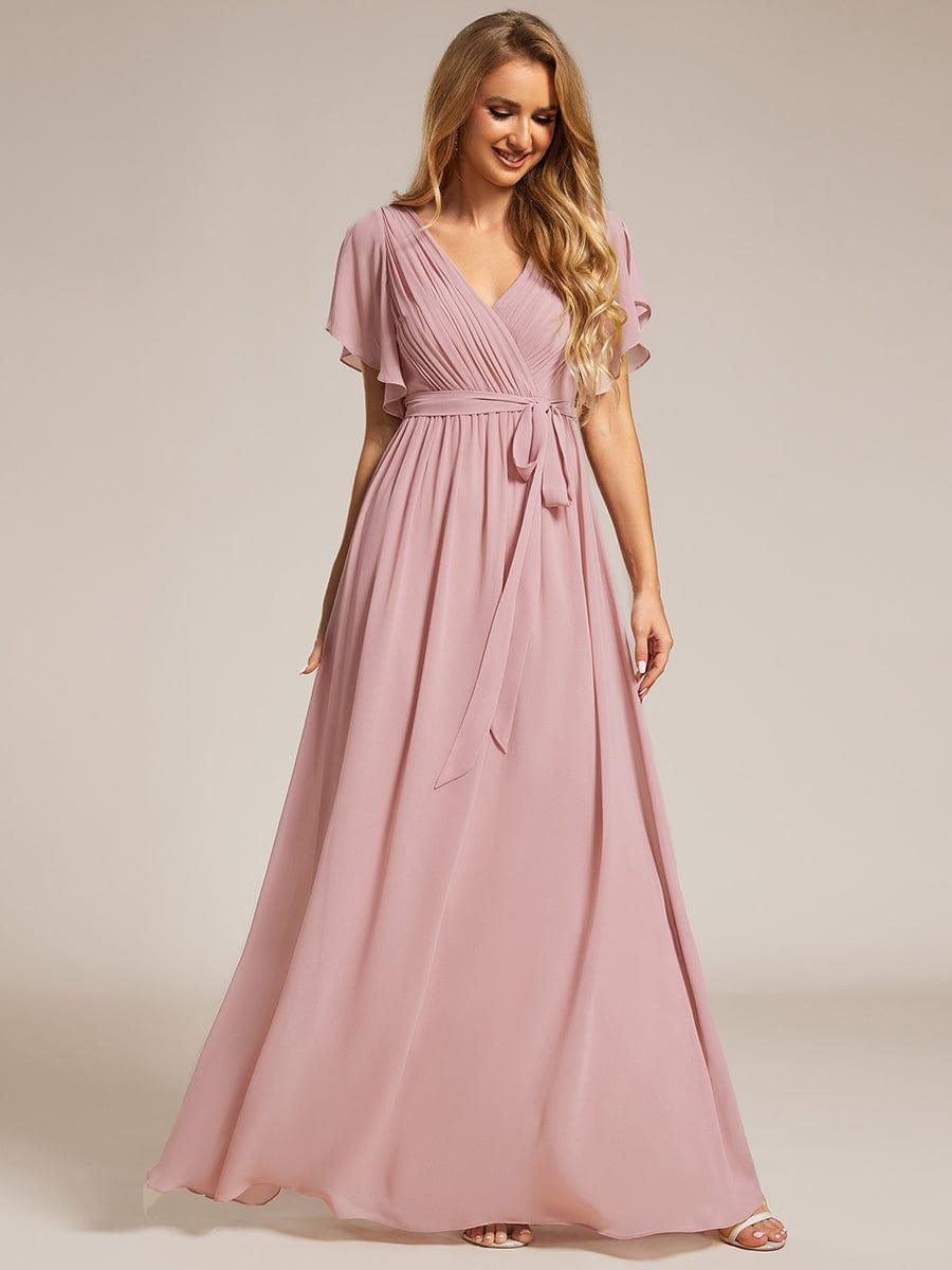 Partykleid A-Linie, V-Ausschnitt, Flügelärmel, lang, für Damen.