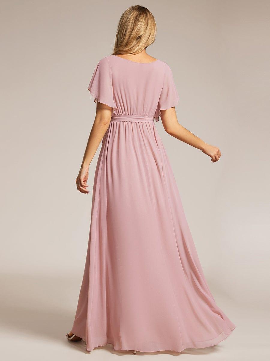 Schickes Hochzeitsgastkleid A-Linie, V-Ausschnitt, figurfreundlich.