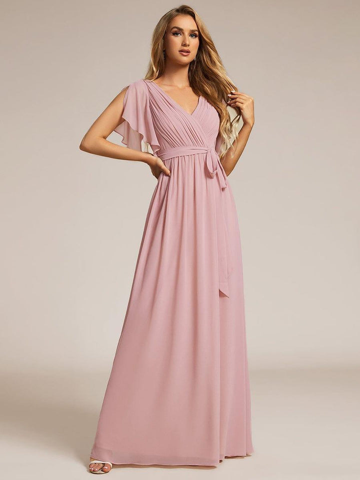 Damen Abendkleid A-Linie, Maxilänge, V-Ausschnitt, purer Chic.