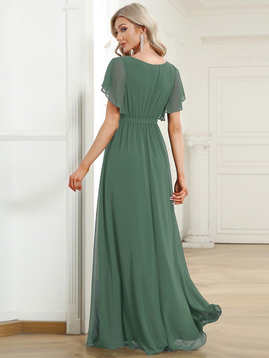 Damen Abendkleid A-Linie, Maxilänge, V-Ausschnitt, mit edlem Look.