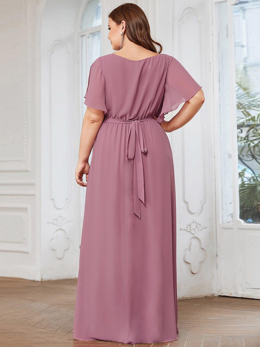 Ballkleid A-Linie, V-Ausschnitt, Flügelärmel, lang, für jeden Tanzabend.