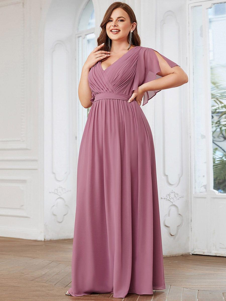 Damen Abendkleid A-Linie, Maxilänge, V-Ausschnitt, mit femininen Details.