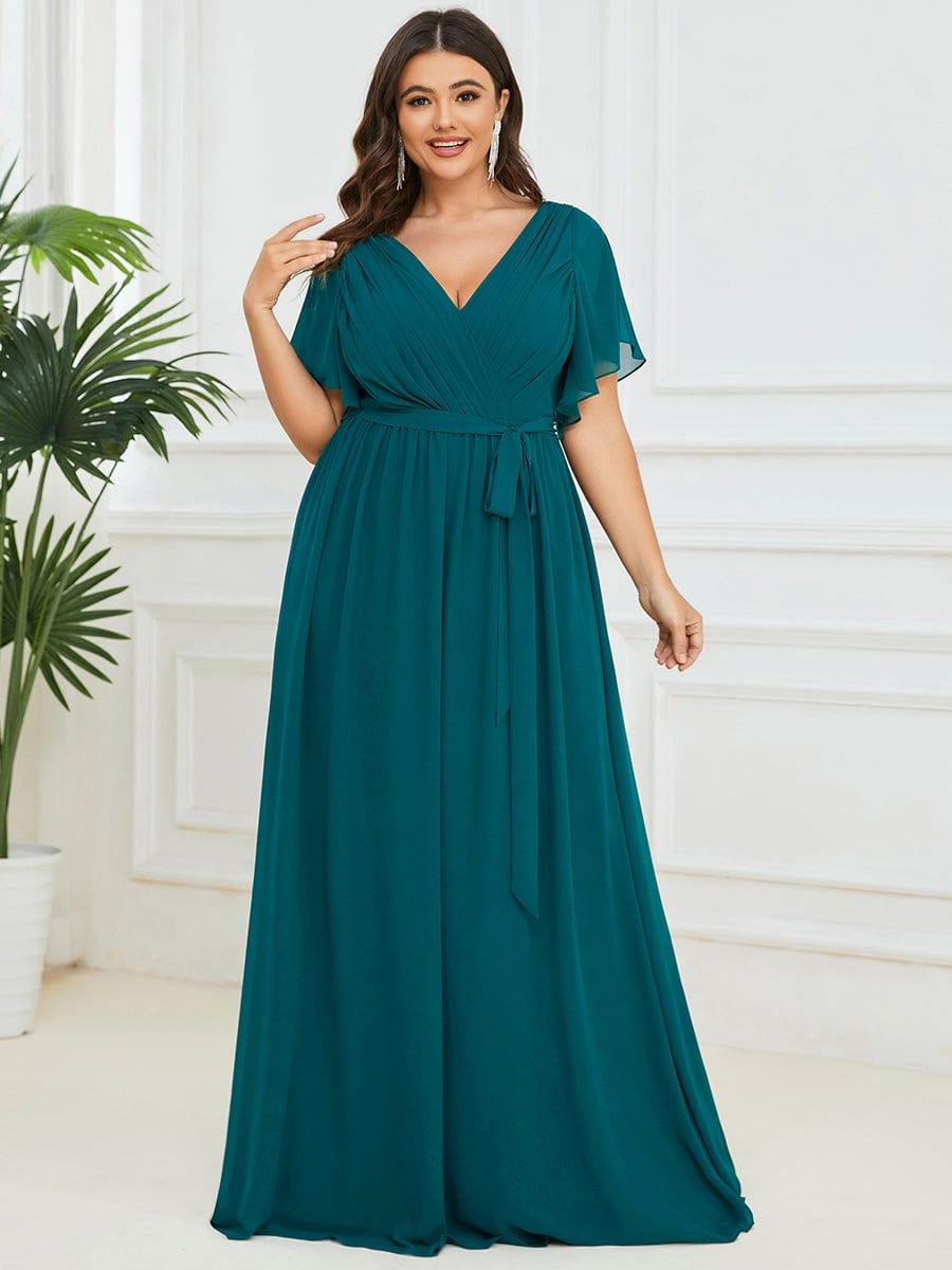 Festliches Maxikleid A-Linie, V-Ausschnitt, lange Form, figurschmeichelnd.