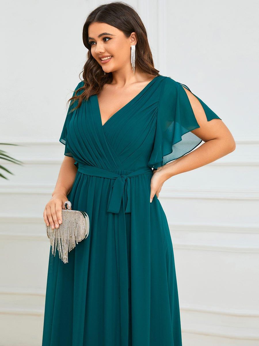 Brautjungfernkleid A-Linie, V-Ausschnitt, Flügelärmel, für das Team Braut.