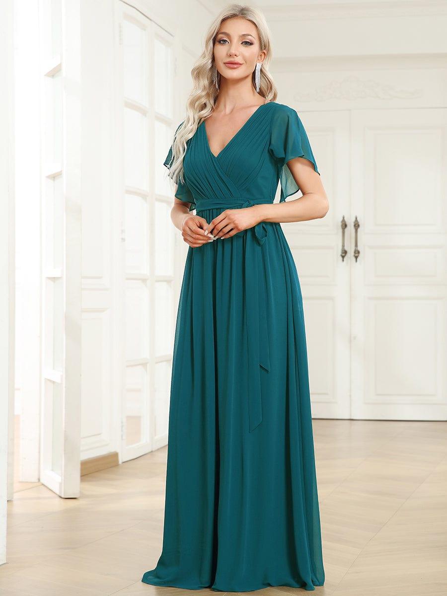 Damen Abendkleid A-Linie, Maxikleid, V-Ausschnitt, mit femininer Note.