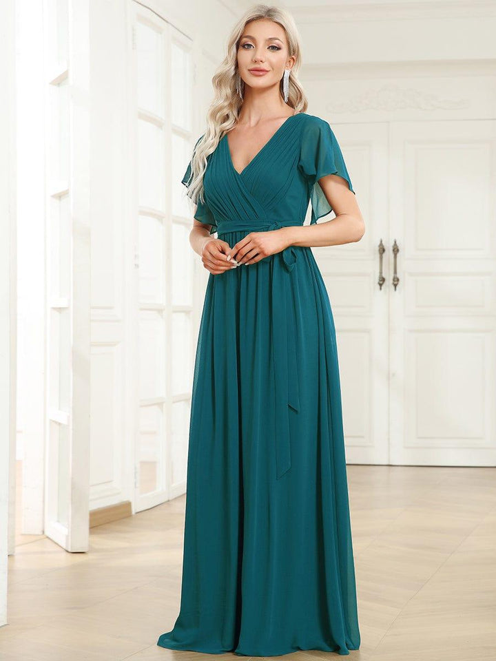 Damen Abendkleid A-Linie, Maxikleid, V-Ausschnitt, mit femininer Note.