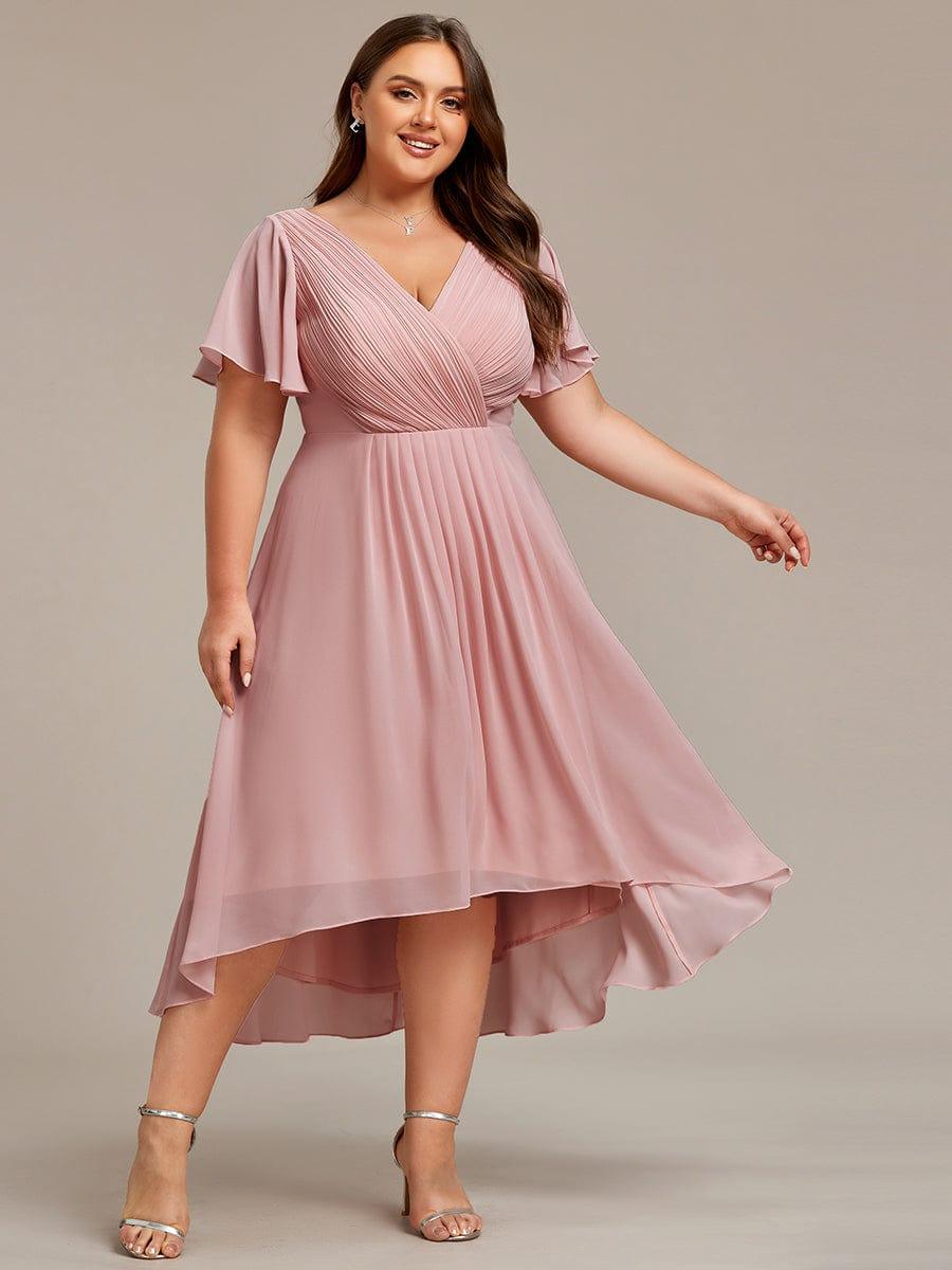 Damen Vokuhila Festkleid, Kurzarm, Midi-Länge, elegant für besondere Anlässe.
