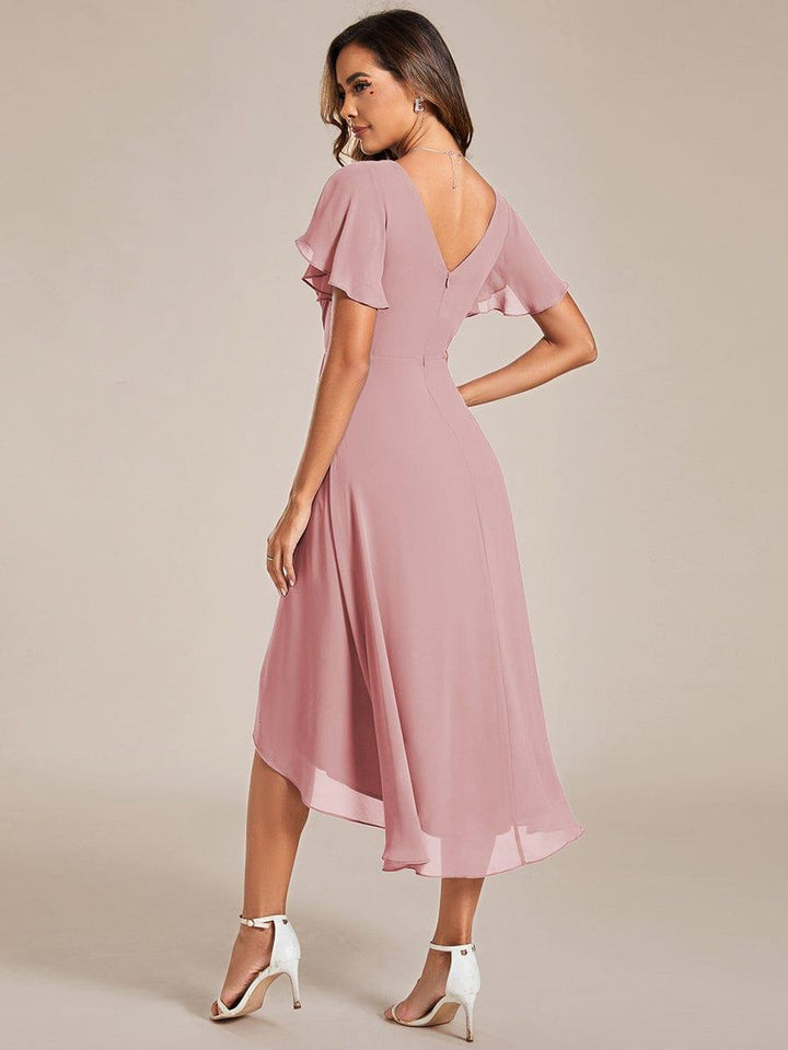 Stilvolles Vokuhila Abendkleid, A-Linie, Empire-Taille, ideal für festliche Anlässe.