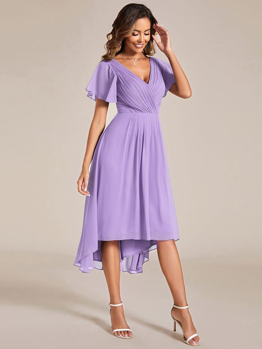 Festliches Damenkleid Vokuhila, Kurzarm, Midi-Länge, elegant für Partys & Empfänge.