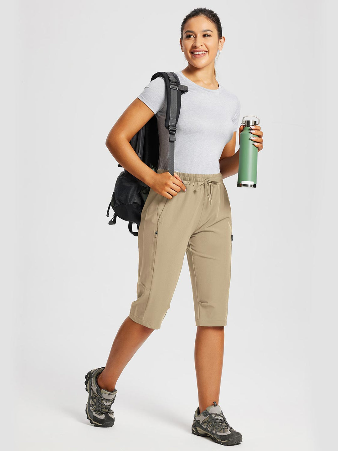 Leichte Damen Capris für Freizeit & Outdoor, mit Stretch, atmungsaktiv & UV-schützend.
