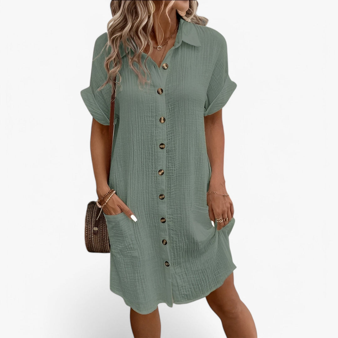 Modisches einfarbiges Damenkleid, knielang, ein echtes Kombinationstalent für vielseitige Styles.