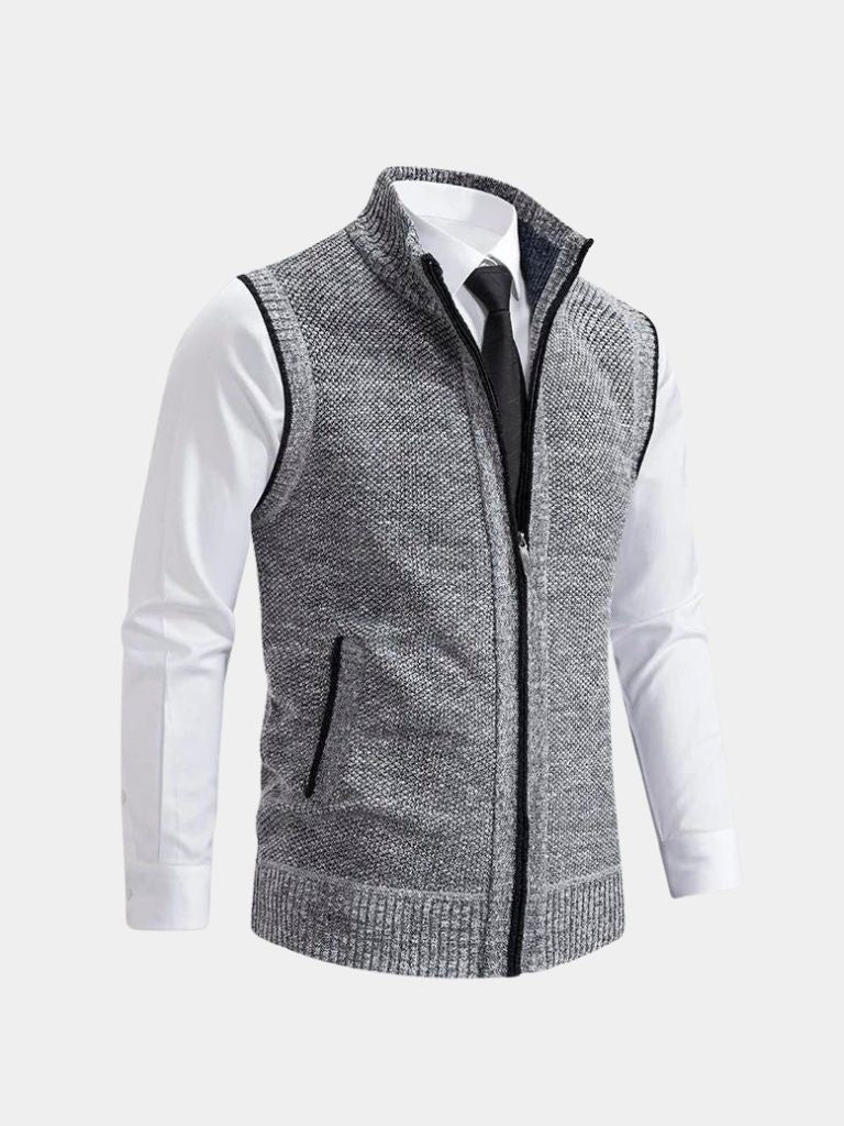 Modernes Herren Gilet mit elegantem Reißverschluss, minimalistischer Schnitt, ideal für Business Casual.