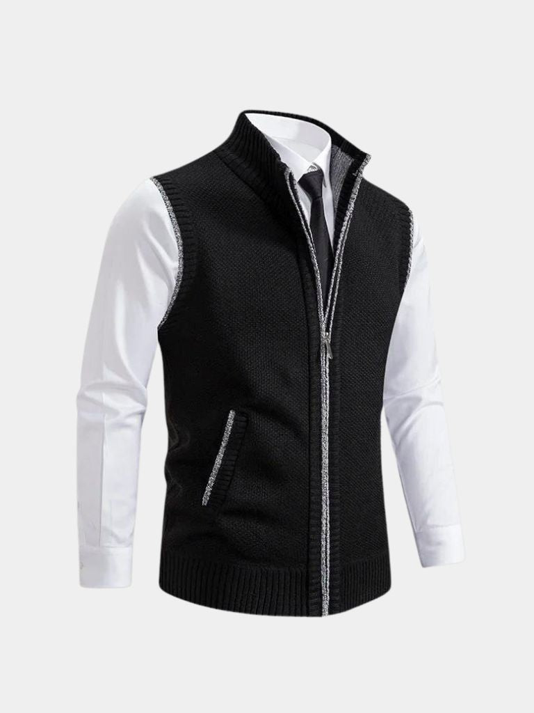 Freizeit-Herren Gilet mit Reißverschluss, bequemer, minimalistischer Schnitt in Blau. Stilvoll und vielseitig.