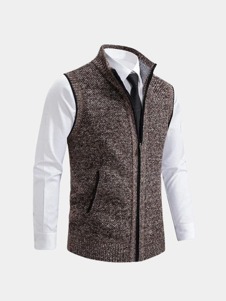 Elegantes, minimalistisches Herren Gilet mit Reißverschluss, stilvoll und zeitlos für moderne Männer.